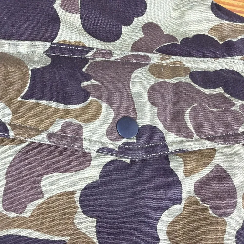 Vtg Duck Camo 80s/90's Puffer Vest Reversible Orange Insulated Sz M Thick/Heavy